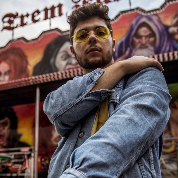 Thin Rose Golden Frame Sunglasses w/ Orange Lenses - Picture 3 of 10